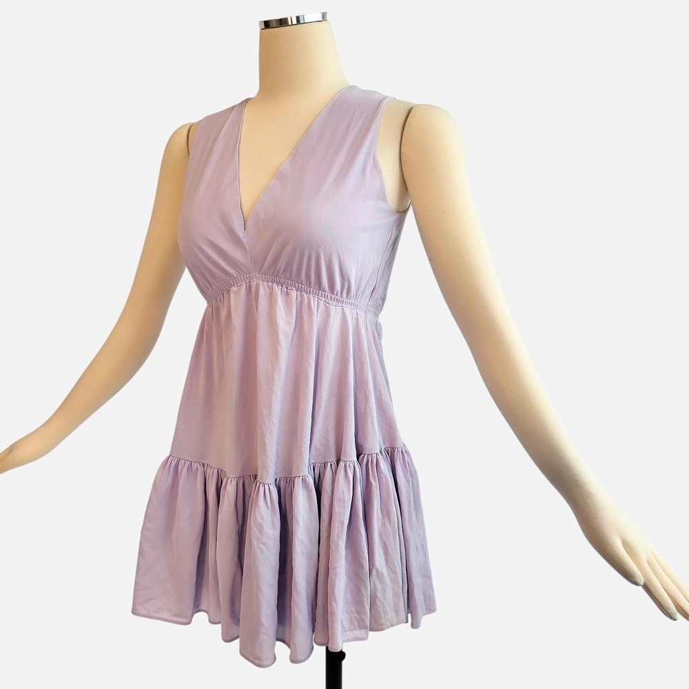 Lilac Babydoll Purple Dress Nightgown Top Ruffles Princess VNeck Gown Fairy 1960